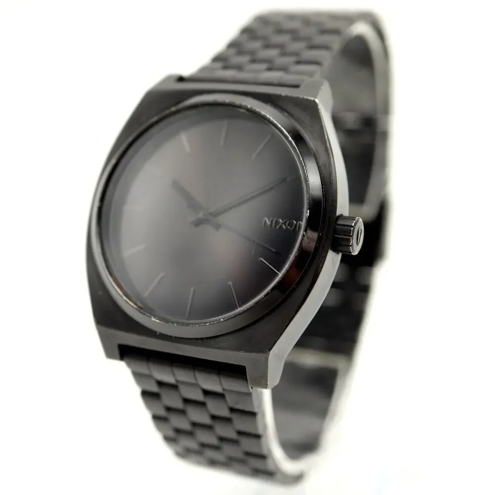 Nixon The Time Teller All Black Stealth 38mm Watch Stainless Steel w New Battery